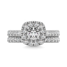 Cargar imagen en el visor de la galería, Diamond 2 ct tw Cushion Halo Bridal Ring in 14K White Gold