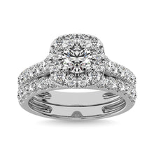 Cargar imagen en el visor de la galería, Diamond 2 ct tw Cushion Halo Bridal Ring in 14K White Gold