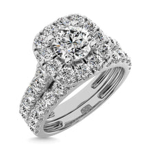 Cargar imagen en el visor de la galería, Diamond 2 ct tw Cushion Halo Bridal Ring in 14K White Gold