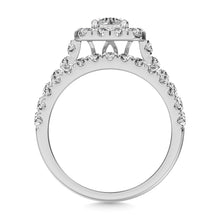 Cargar imagen en el visor de la galería, Diamond 2 ct tw Cushion Halo Bridal Ring in 14K White Gold