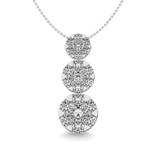 Cargar imagen en el visor de la galería, Diamond 2 ct tw Three Stone Flower Pendant in 14K White Gold