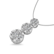 Load image into Gallery viewer, Diamond 2 ct tw Three Stone Flower Pendant in 14K White Gold