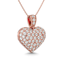 Cargar imagen en el visor de la galería, Diamond 1 1/2 ct tw Heart Pendant in 10K Pink Gold