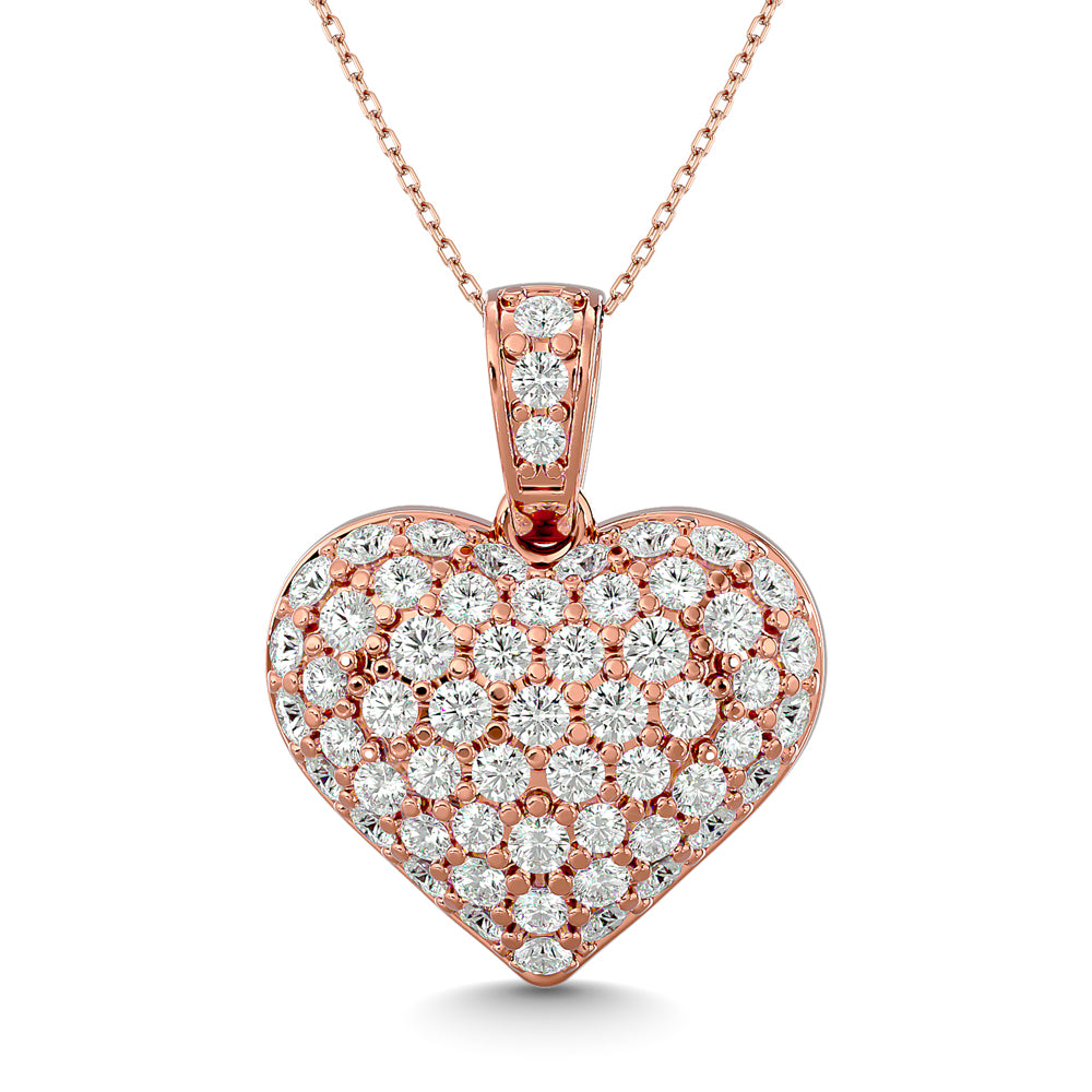 Diamond 1 ct tw Heart Pendant in 10K Pink Gold