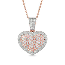 Cargar imagen en el visor de la galería, Diamond 1 1/2 ct tw Heart Pendant in 10K Pink Gold With White Gold Touch