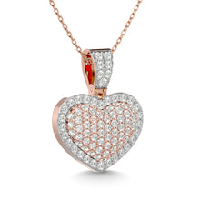 Cargar imagen en el visor de la galería, Diamond 1 1/2 ct tw Heart Pendant in 10K Pink Gold With White Gold Touch