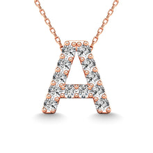 Cargar imagen en el visor de la galería, Diamond 1/8 Ct.Tw. Letter A Pendant in 14K Rose Gold&quot;