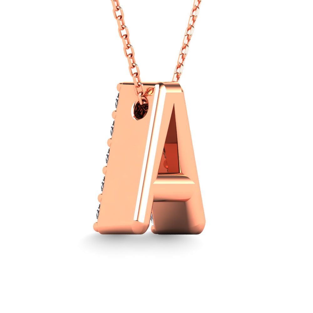 Diamond 1/8 Ct.Tw. Letter A Pendant in 14K Rose Gold"