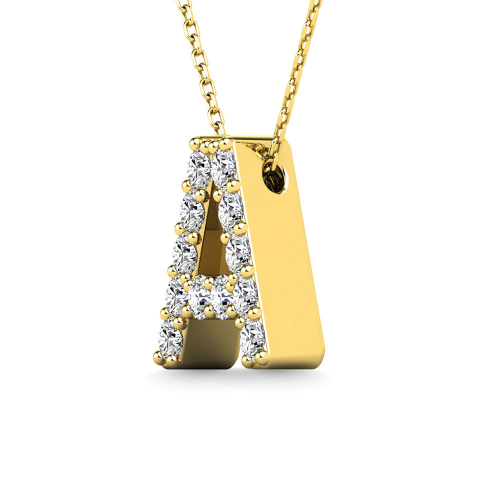 Diamond 1/8 Ct.Tw. Letter A Pendant in 14K Yellow Gold"