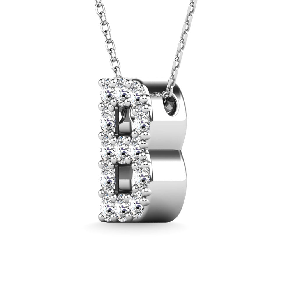 Diamond 1/8 Ct.Tw. Letter B Pendant in 14K White Gold"