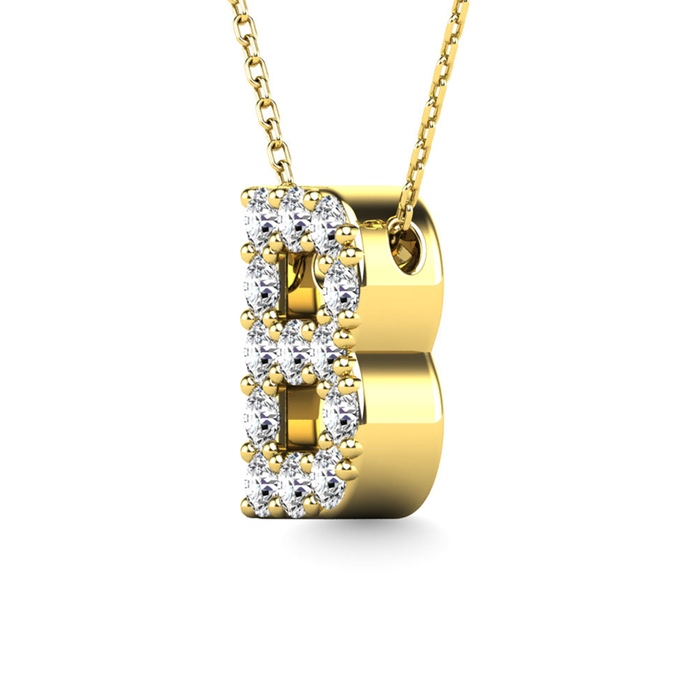 Diamond 1/8 Ct.Tw. Letter B Pendant in 14K Yellow Gold"