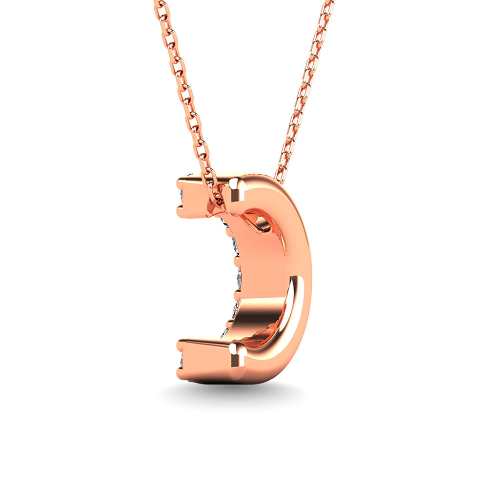 Diamond 1/10 Ct.Tw. Letter C Pendant in 14K Rose Gold"