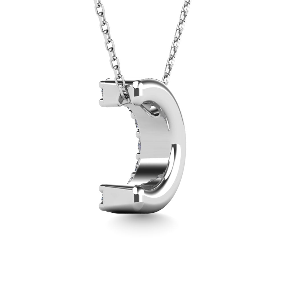 Diamond 1/10 Ct.Tw. Letter C Pendant in 14K White Gold"