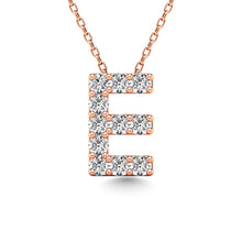 Load image into Gallery viewer, Diamond 1/10 Ct.Tw. Letter E Pendant in 14K Rose Gold&quot;