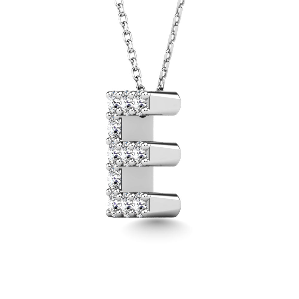 Diamond 1/10 Ct.Tw. Letter E Pendant in 14K White Gold"