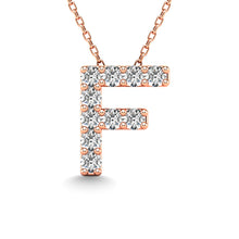 Load image into Gallery viewer, Diamond 1/10 Ct.Tw. Letter F Pendant in 14K Rose Gold&quot;