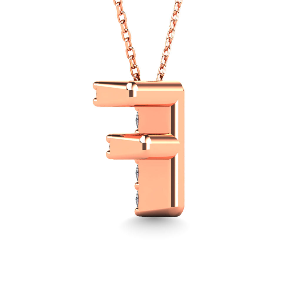 Diamond 1/10 Ct.Tw. Letter F Pendant in 14K Rose Gold"