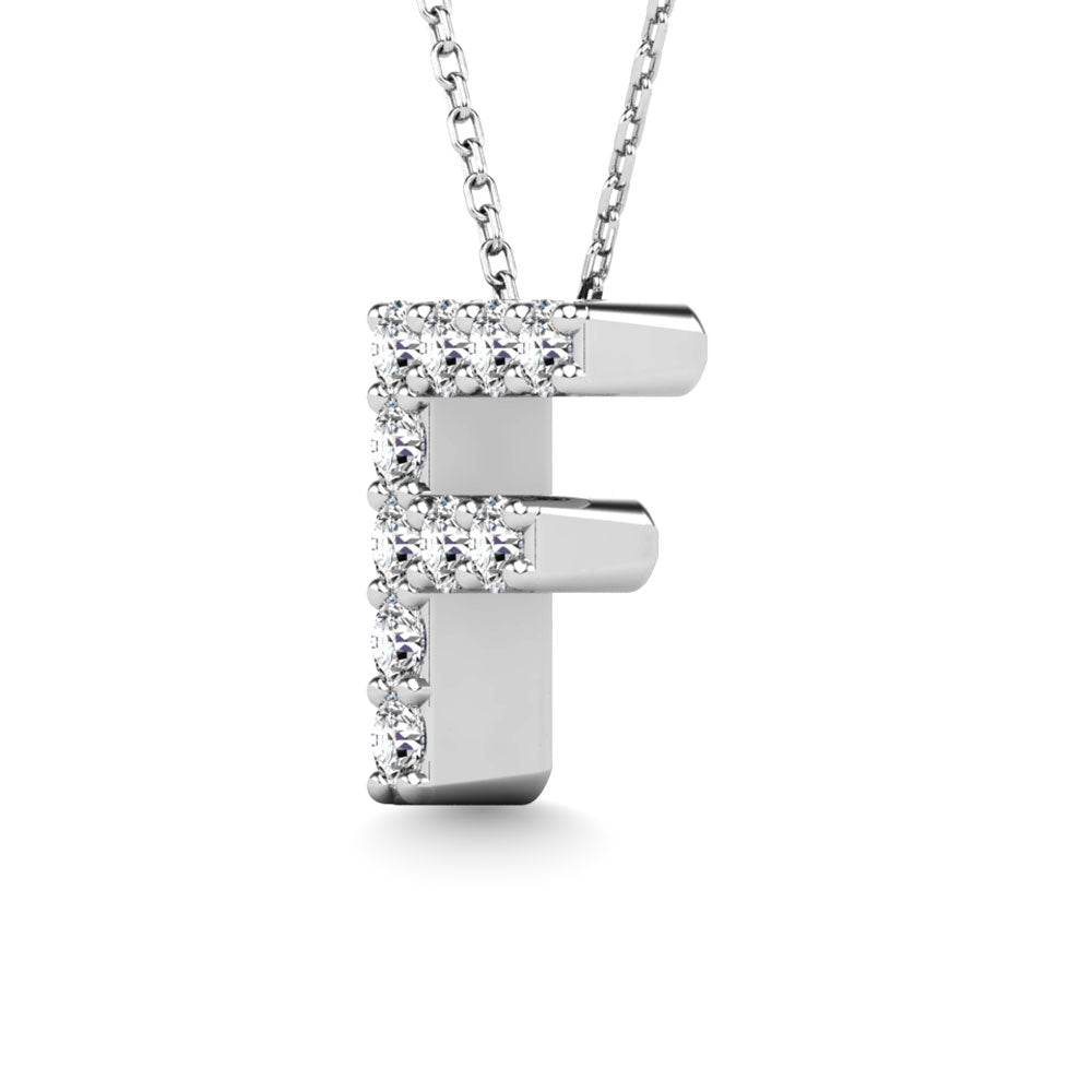 Diamond 1/10 Ct.Tw. Letter F Pendant in 14K White Gold"