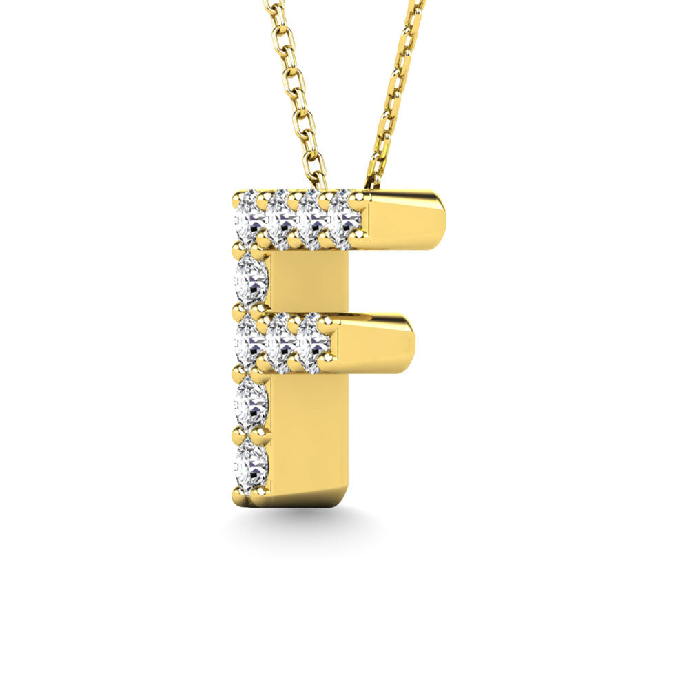 Diamond 1/10 Ct.Tw. Letter F Pendant in 14K Yellow Gold"