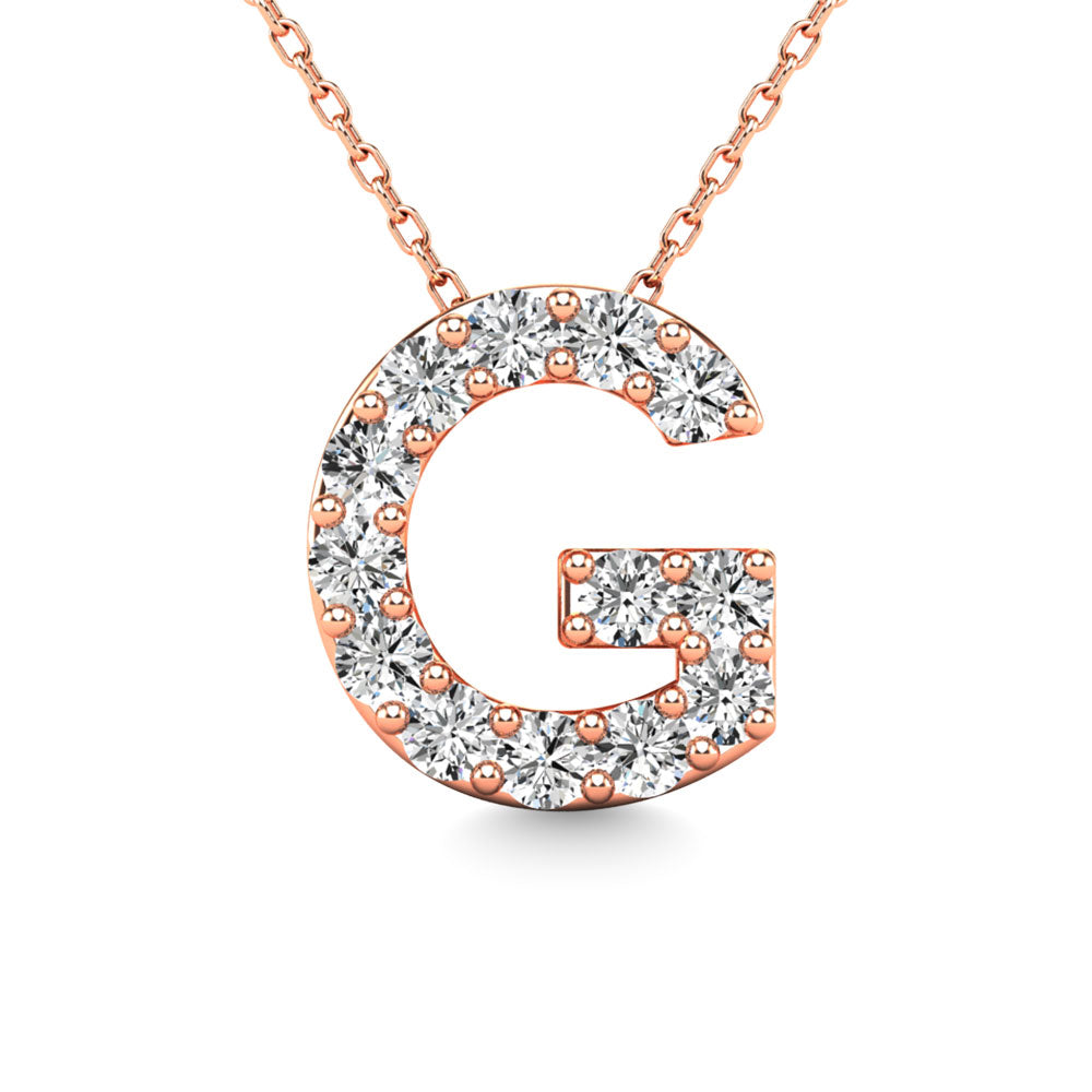 Diamond 1/8 Ct.Tw. Letter G Pendant in 14K Rose Gold"