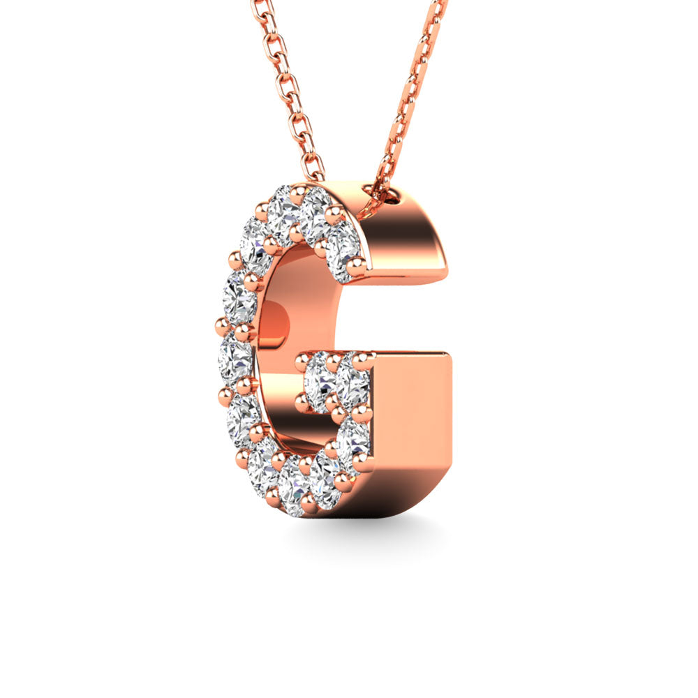 Diamond 1/8 Ct.Tw. Letter G Pendant in 14K Rose Gold"