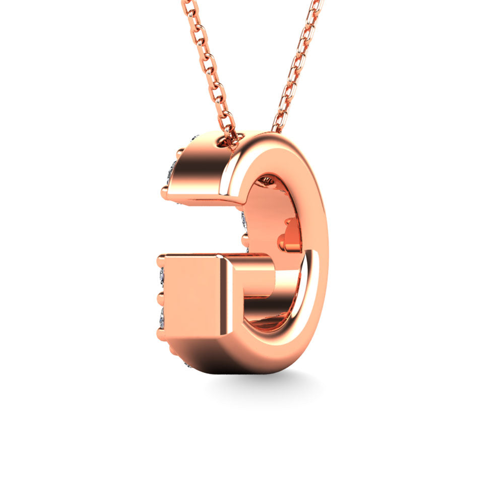 Diamond 1/8 Ct.Tw. Letter G Pendant in 14K Rose Gold"