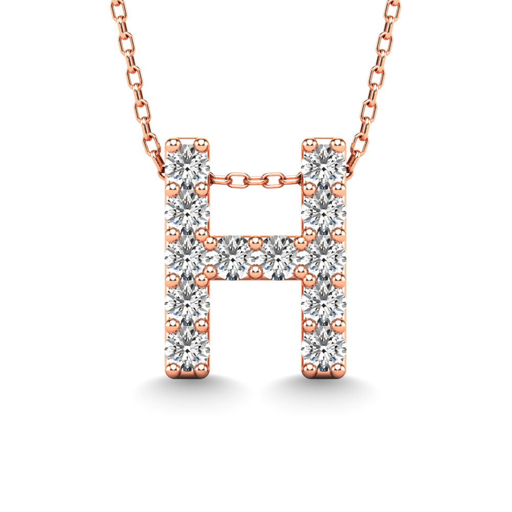 Diamond 1/8 Ct.Tw. Letter H Pendant in 14K Rose Gold"