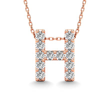 Load image into Gallery viewer, Diamond 1/8 Ct.Tw. Letter H Pendant in 14K Rose Gold&quot;