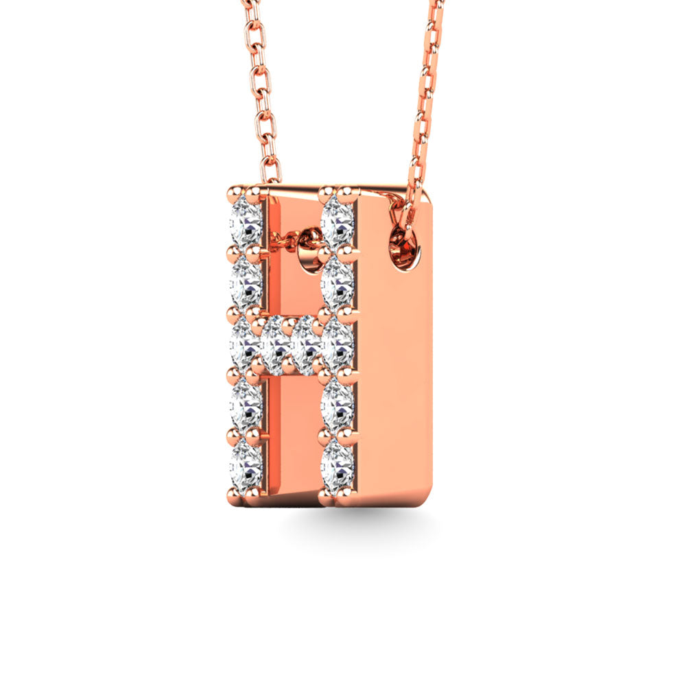 Diamond 1/8 Ct.Tw. Letter H Pendant in 14K Rose Gold"