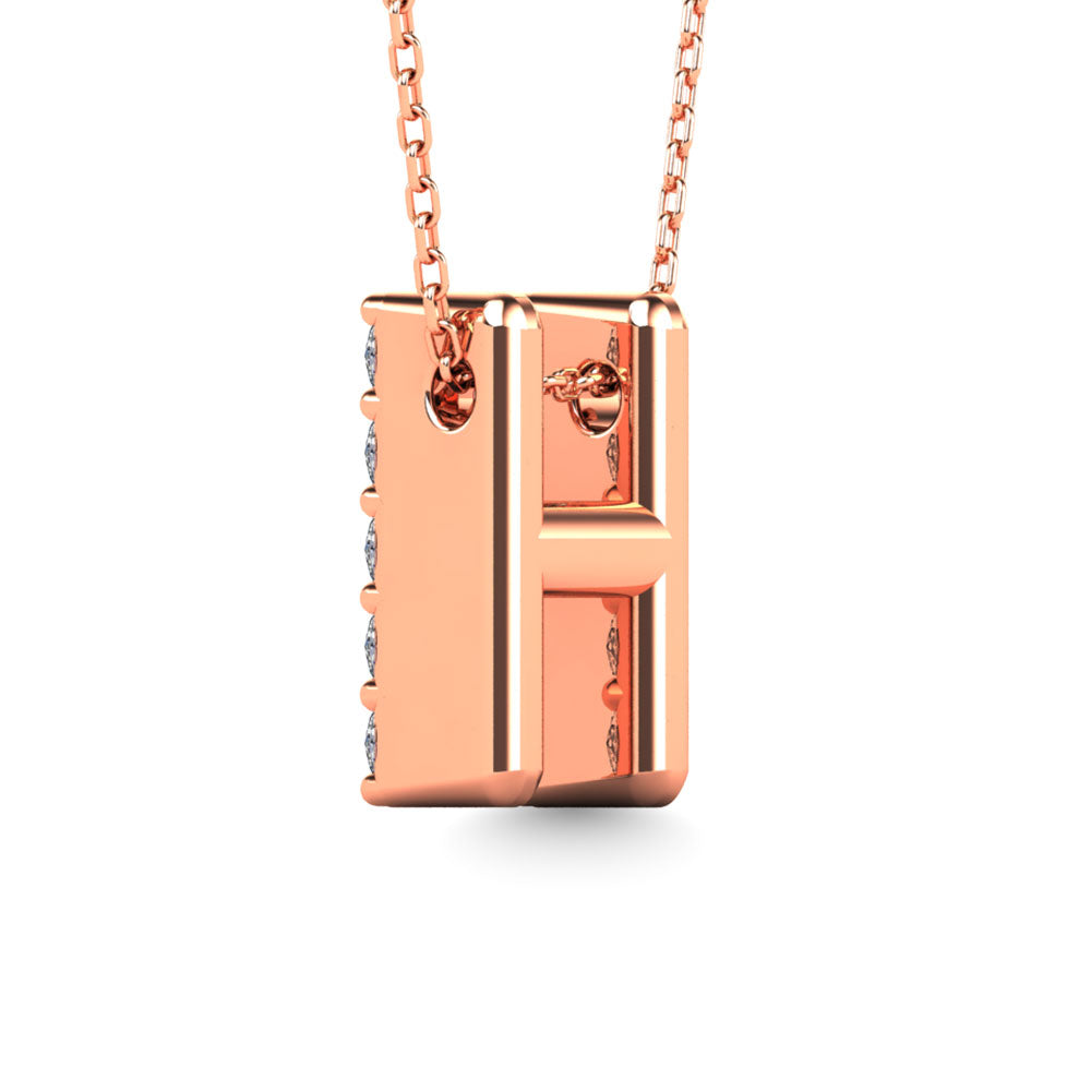 Diamond 1/8 Ct.Tw. Letter H Pendant in 14K Rose Gold"