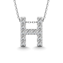 Load image into Gallery viewer, Diamond 1/8 Ct.Tw. Letter H Pendant in 14K White Gold&quot;