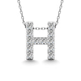 Diamond 1/8 Ct.Tw. Letter H Pendant in 14K White Gold