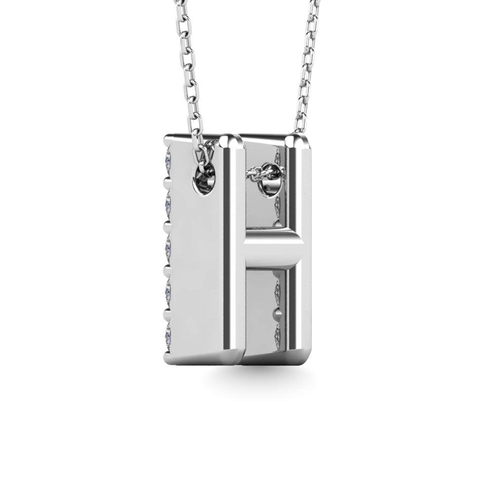 Diamond 1/8 Ct.Tw. Letter H Pendant in 14K White Gold"