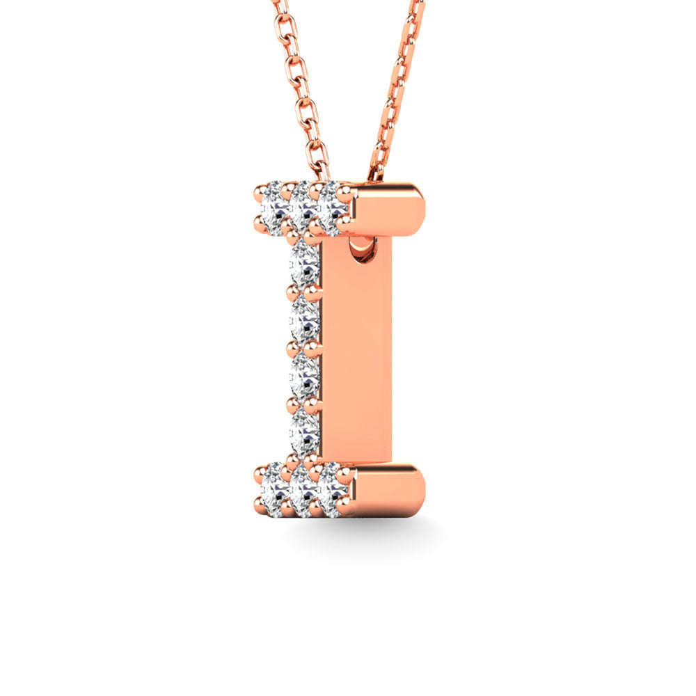 Diamond 1/10 Ct.Tw. Letter I Pendant in 14K Rose Gold"