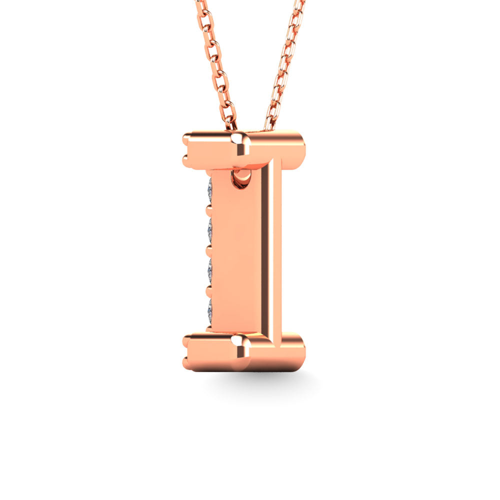 Diamond 1/10 Ct.Tw. Letter I Pendant in 14K Rose Gold"