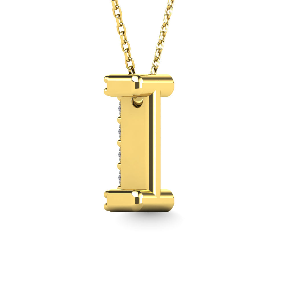 Diamond 1/10 Ct.Tw. Letter I Pendant in 14K Yellow Gold"