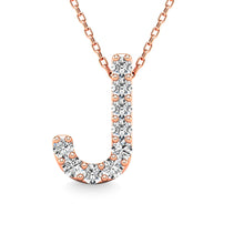 Load image into Gallery viewer, Diamond 1/10 Ct.Tw. Letter J Pendant in 14K Rose Gold&quot;