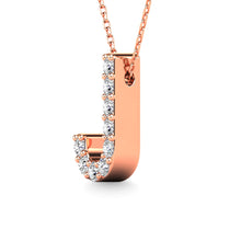 Load image into Gallery viewer, Diamond 1/10 Ct.Tw. Letter J Pendant in 14K Rose Gold&quot;