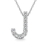 Load image into Gallery viewer, Diamond 1/10 Ct.Tw. Letter J Pendant in 14K White Gold&quot;