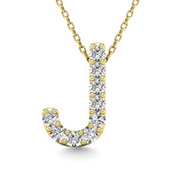 Load image into Gallery viewer, Diamond 1/10 Ct.Tw. Letter J Pendant in 14K Yellow Gold&quot;