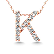 Cargar imagen en el visor de la galería, Diamond 1/8 Ct.Tw. Letter K Pendant in 14K Rose Gold&quot;