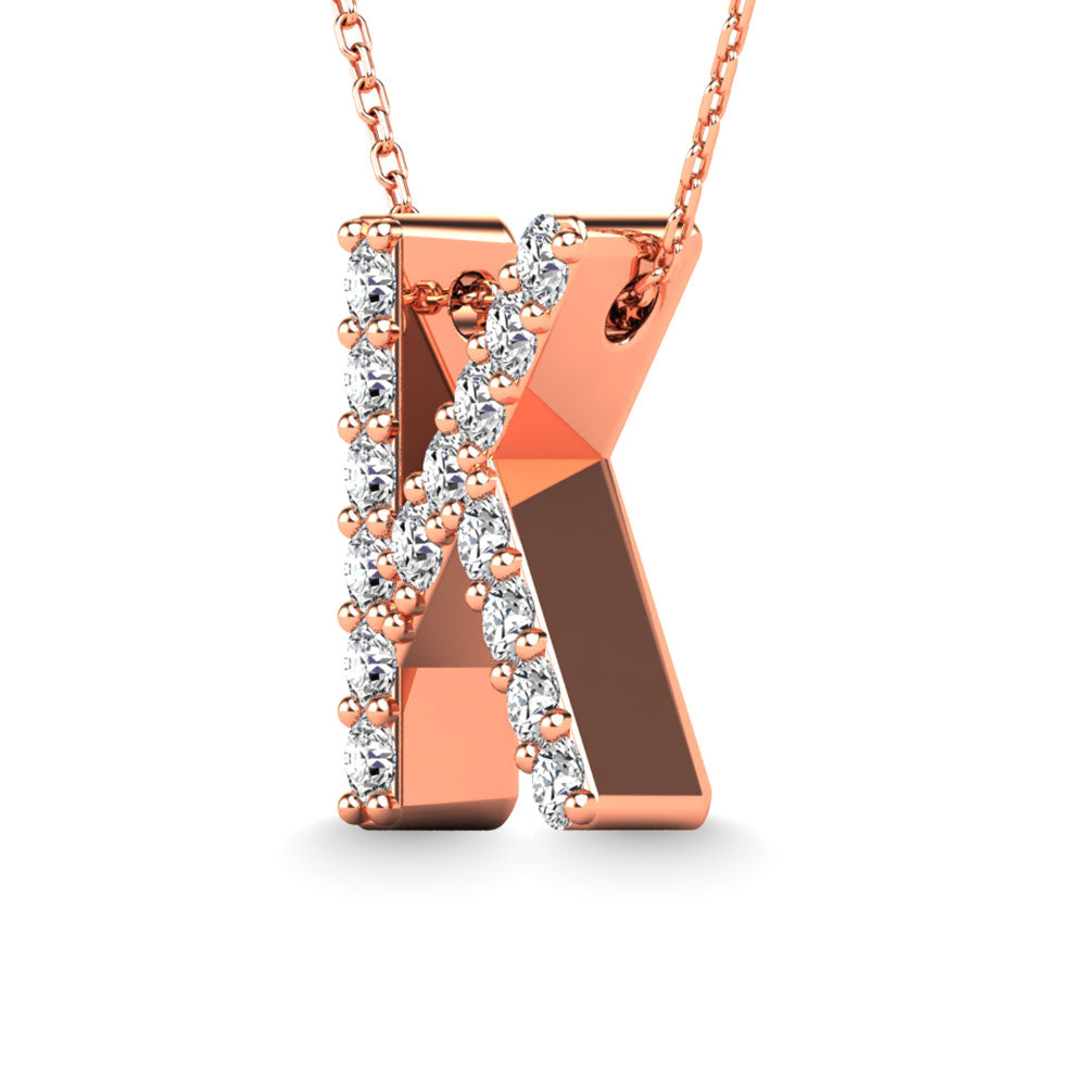 Diamond 1/8 Ct.Tw. Letter K Pendant in 14K Rose Gold"