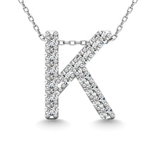 Load image into Gallery viewer, Diamond 1/8 Ct.Tw. Letter K Pendant in 14K White Gold&quot;