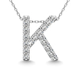 Diamond 1/8 Ct.Tw. Letter K Pendant in 14K White Gold