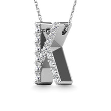 Load image into Gallery viewer, Diamond 1/8 Ct.Tw. Letter K Pendant in 14K White Gold&quot;