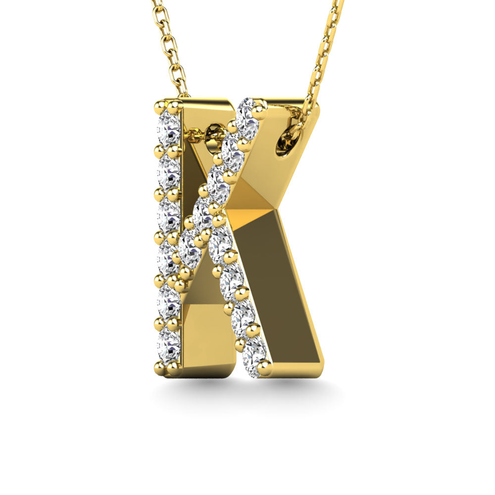 Diamond 1/8 Ct.Tw. Letter K Pendant in 14K Yellow Gold"