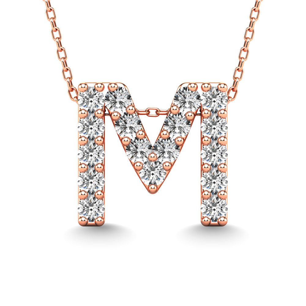 Diamond 1/6 Ct.Tw. Letter M Pendant in 14K Rose Gold"