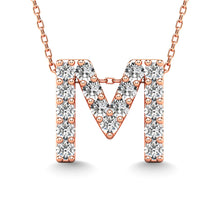 Load image into Gallery viewer, Diamond 1/6 Ct.Tw. Letter M Pendant in 14K Rose Gold&quot;