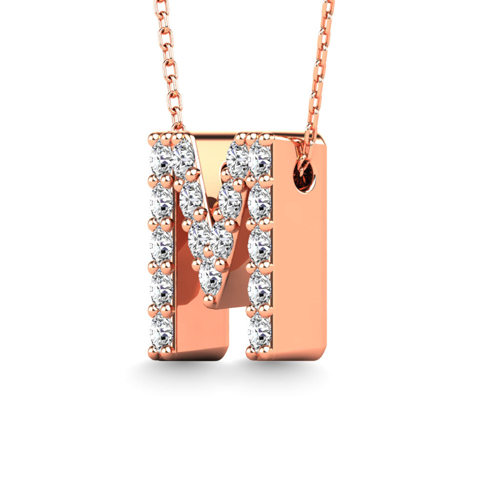 Diamond 1/6 Ct.Tw. Letter M Pendant in 14K Rose Gold"