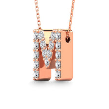 Load image into Gallery viewer, Diamond 1/6 Ct.Tw. Letter M Pendant in 14K Rose Gold&quot;